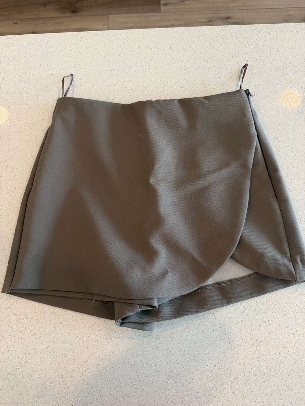 Zara taupe brown Wrap-Front Skort xs